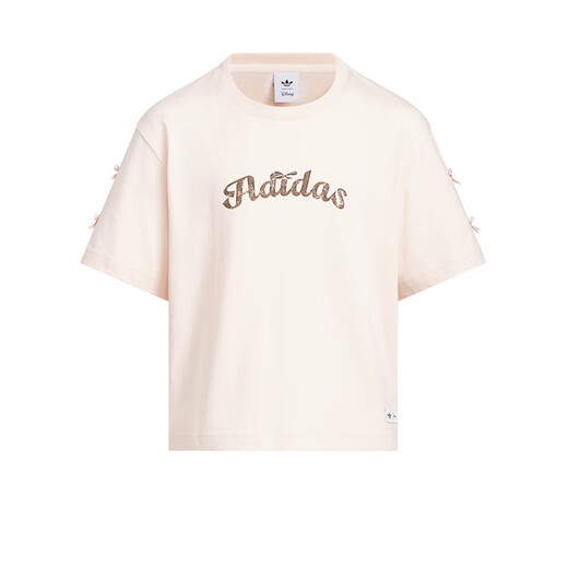 Adidas (adidas) Kinderkleidung Girls T-Shirt 25 Sommer 101 Spot Hundegelenksmarke Style verschönerte Bogen Kinder Reine Baumwolle Kurzarm KG6626 KG6626 Miracle Quartz 150 (Tag 152)