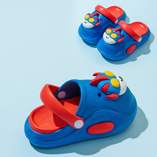 Mecha Superman EVA Children's Croc Shoes Summer Boys' Shoes Girls' Slippers Baotou Children's Shoes Cartoon Beach Shoes Blue 27 Inner Length 17cm