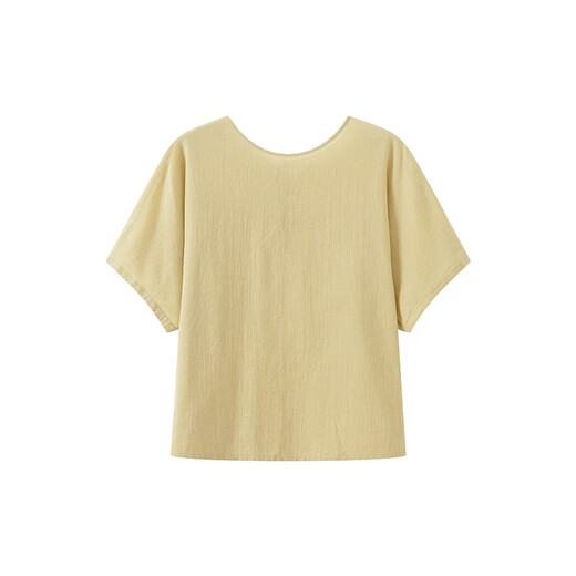 Muji (Muji) Frauen starker Twist kurzärmelig Hemd T-Shirt Top Damen Inner Wear Damen-Kleidung 25-jähriges Sommer Neues reines Baumwoll BCE92C5S Yellow M (160/84a)