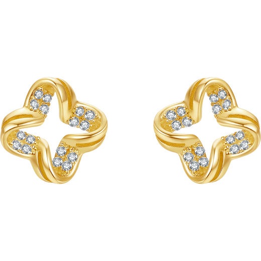 Saturday Fortune S925 Silver Earrings Women's Knot Four-Leaf Clover Earrings Birthday Gift J0913994 Pair