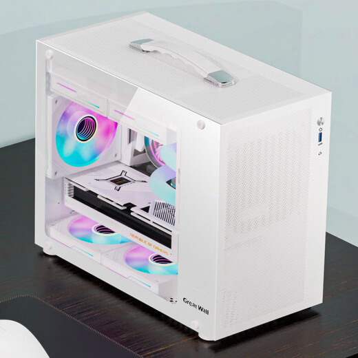 长城（Great Wall）魅影M5W白色电脑机箱（镀铝提手/金属面板/玻璃侧板/MATX主板/5风扇位/USB3.0/240水冷/5080显卡）