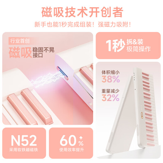 贝琪（Betsy）B190磁吸钢琴果冻键盘88键成人便携式电钢琴学生专业折叠电子钢琴 星黛紫果冻键盘+果冻琴包+支架