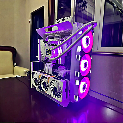 Shuomeiyou open chassis 240/360 water-cooled air-cooled ATX/matx rack graphics card vertically mounted computer host small chassis X6 white chassis (supports small and medium-sized motherboards)