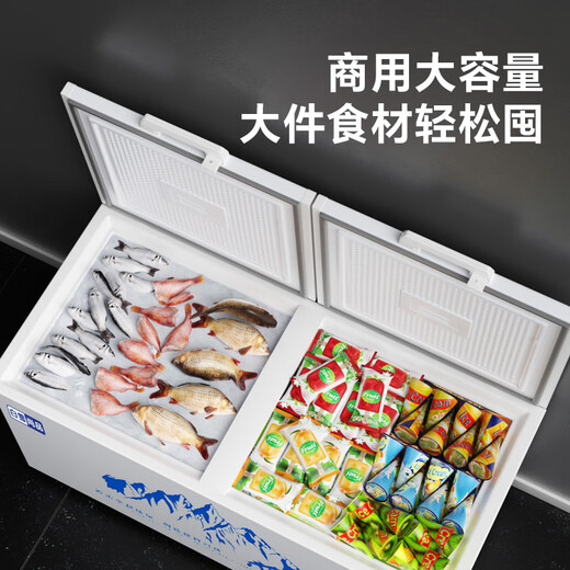 白雪尚品冰柜商用大容量全冷冻大型冰柜家用冷藏冷冻两用卧式冷柜展示柜 698双温丨加厚铜管1420*715*820mm