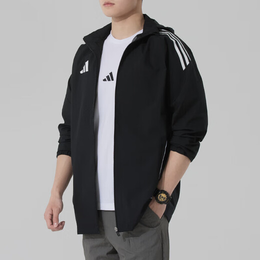 
Adidas men's jacket 2025 summer new sportswear running fitness training fashion trend casual hooded jacket IW0427 XL