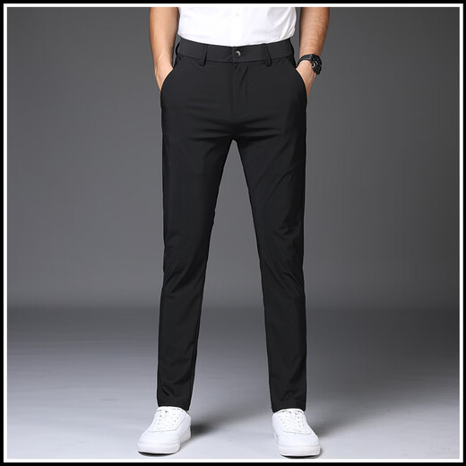 Ice Seide Schnelltrockne Hosen für Männer Sommer Lose Business Hose Dehnen Sie gerade Sommer Casual Dad Hosen 1098 Grau neun Punkte 28 Taillenumfang zwei Fuß eins