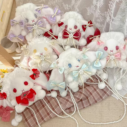 Xingxi crossbody bag Lolita rabbit plush shoulder bag girl cute children's bag soft girl cartoon doll backpack gift pink rabbit