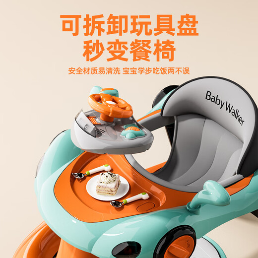 2025 Baby Walker Multi-fonctionnels 6 à 18 mois Les nourrissons et les tout-petits peuvent être pliés par un an d'orange et de vert - Green - Instrument de musique de puzzle (YT688 (YT688
