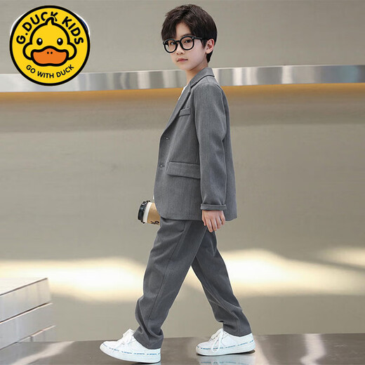 
G.DUCKKIDS boy suit set British children's casual suit cool and handsome 2025 new mid-to-large children's dress for one year old fashion gray 130 cm