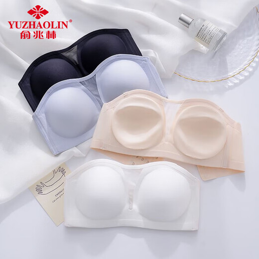 Yu Zhaolin Xiaoxiangfeng strapless underwear women's summer seamless tube top mesh non-slip sexy straps push-up bra black S