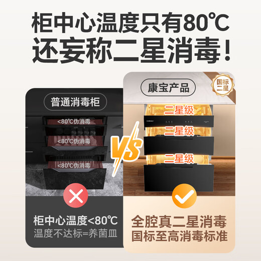 Canbo three-layer stainless steel rock disinfection cabinet embedded household large-capacity high-temperature two-star massive layered disinfection cupboard national subsidy XDZ100-ONE plate rack