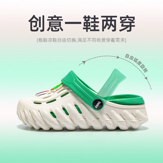 Annil Children's Slippers 2025 Nouvelle merde d'été Feel Wear Wear Mid-Garn's Bag's Bag-Toe Sandals Hole Chaussures 7455 Orange 34 (220 mm tailles recommandées 34-35)