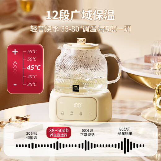 Corning health pot all-glass health pot mini office one-person insulated kettle 2025 new boiling water teapot scented tea thermostatic pot milk regulator 1L basic model 24H reservation 72H insulation