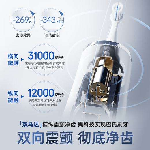 Panasonic electric toothbrush imported dual motor horizontal and vertical vibration suspension charging gum protection clear seam for adult couples to give men and women birthday Christmas gifts PDP67 powder national subsidy