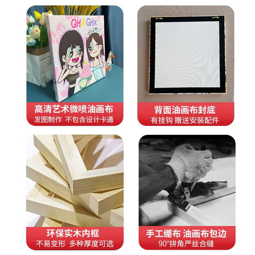 溥畔无框画定制油画布喷绘印刷卡通动漫情侣照片打印免打孔星蝶装饰画 艺术微喷无框画 80*12048寸4cm边厚全新加厚超结