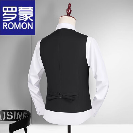 罗蒙（ROMON）男士西装马甲2025商务套装职业背心新郎伴郎结婚坎肩兄弟团西服夹 灰色马甲+西裤 2XL 体重150-165斤