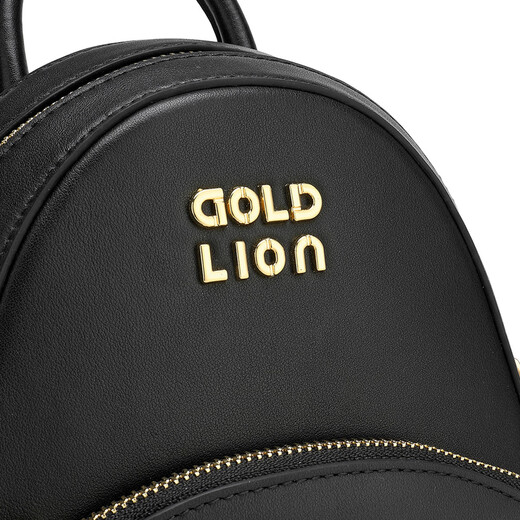 GOLDLION G+金利来【节日好礼】女包牛皮小巧双肩背包萌趣迷你双肩包休闲轻便 黑色 16.5*8*20cm
