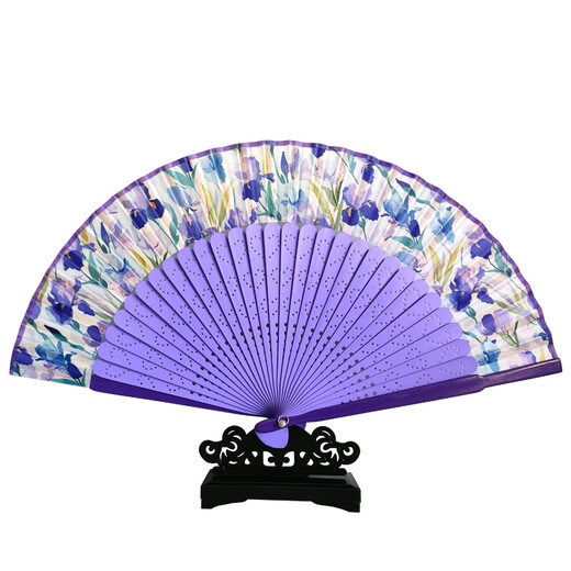 Wang Xingji Ancient Style Painted Silk Folding Fan for Women Hangzhou Gift Flower Series for Foreigners Flower Series C Style (21cm) Daily Fan