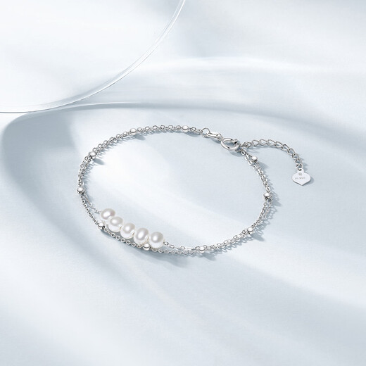 Chao Acer Platinum Pearl Bracelet for Women PT950 Double Layer Simple and Versatile Birthday Gift for Girlfriend Chain Length Approximately 16cm + Tail Chain