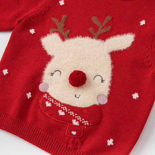DAVE&BELLA sweater red Christmas children's clothing winter children's New Year's tops knitted clothes