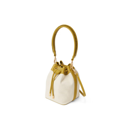 Calvin Klein Kleiner CK modische einfache PU-Bucket-Tasche One-Shoulder Handtasche Kleine Frauen mehrfarbige Senf Tan M Geschenkbox