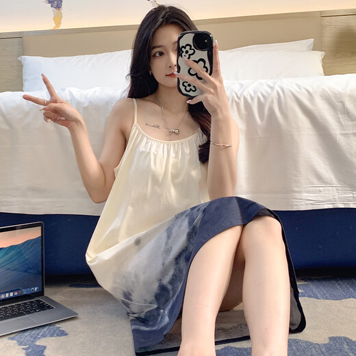 CaileiKelai吊带睡裙夏季女公主风甜美睡衣夏天女士宽松薄款性感春秋款家居服 756粉色 M [75-100斤]