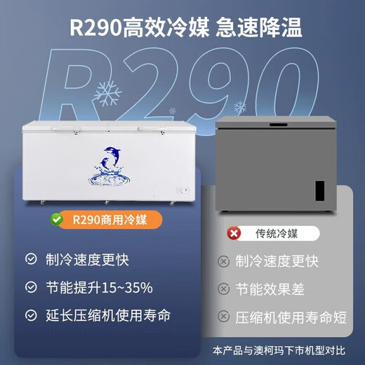 澳柯玛（AUCMA）冰柜商用大容量冷柜超低温-40度冷藏冷冻两用冰柜双开门海鲜卧式冰箱海鲜速冻柜 -38度深冷丨细胞级保鲜丨省电静音丨728L