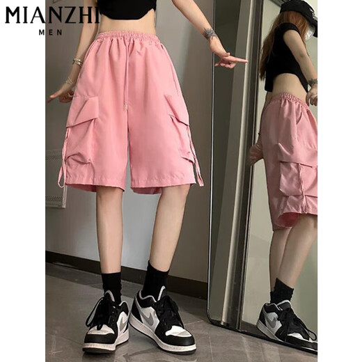
Cotton American ice silk workwear quick-drying casual shorts for women's summer thin 2025 new small wide-leg five-point pants 204 black [high quality 20.5] L 100-120Jin [Jin equals 0.5 kg]