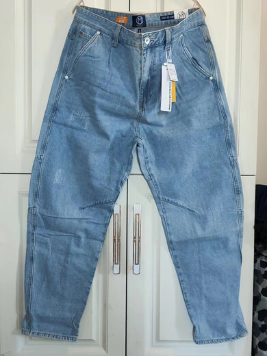 Yimuqi High-End-Meijia-Jeans in Sommerelastik, weicher, einfacher einfacher Grundstil-Wasch-Jeanshosen, mittelblauer Patch dünne Gerade Jeans, Einheit 31-17078