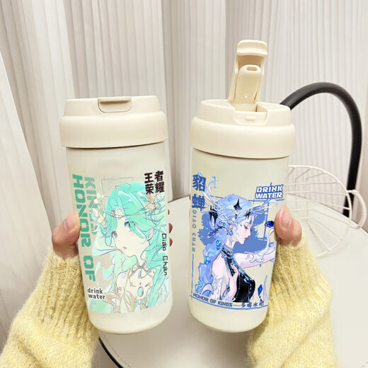 鹿叙橘貂蝉周边水杯双形态慕夏联动系列户外运动便携带高颜值双饮情侣杯 VB3524繁花单保温杯--无绳 530ml