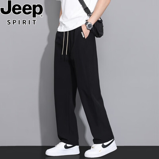 Jeep Spirit Straight Pantalon Men's Summer New Style Trendy Loose Casual Colted Pantals Sports Pantalage Sport Ice Silk Pantalon à séchage rapide Men Black Jk6636 Convient pour plusieurs scènes xl Tableau de taille recommandée