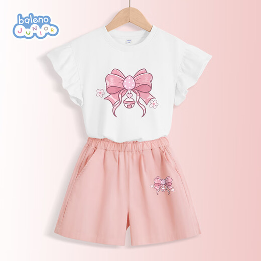 
Benny Road Girls Summer Suit 2025 Fashionable Little Girl Pure Cotton Short Sleeve T-shirt Children's Shorts Summer Clothes