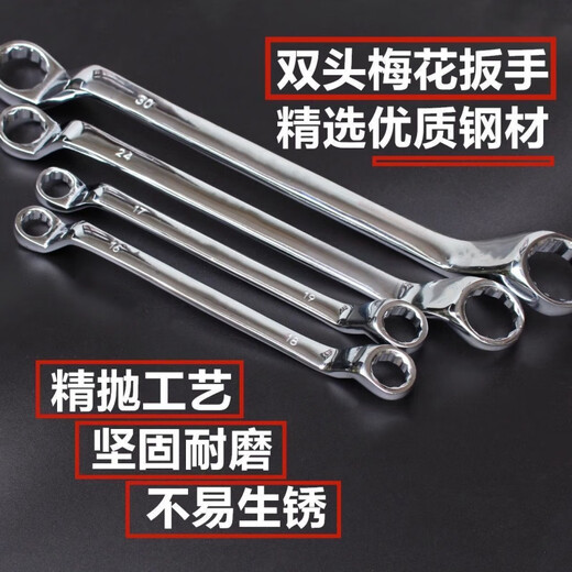 史丹利（STANLEY）梅花扳手双头加长两用镜面抛光扳手内六角镀铬梅花汽修扳手大全套 双梅花扳27-30