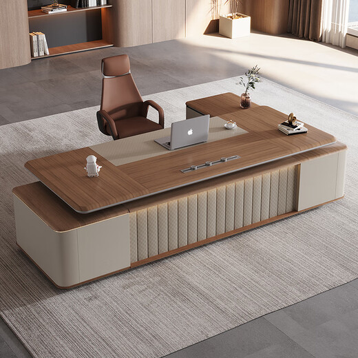 Shuxuan (SHUXUAN) boss desk office desk modern executive desk high-end office furniture president chairman desk and chair combination 3.2m boss desk + boss chair + 3.2m bookcase