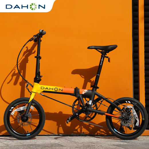 Dahon K3Plus de 16 pulgadas 9 velocidades de disco ultra ligera Bicicleta Plegado Bicicleta Adultos Men y mujeres KAA693 Negro y amarillo [plegado interno] de 16 pulgadas x 16 pulgadas