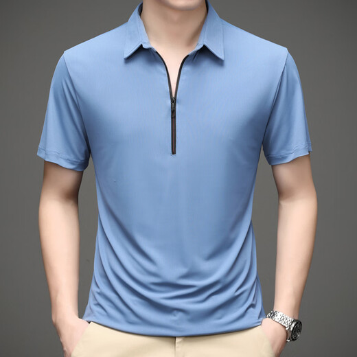 
Septwolves 2025 new summer half zipper t-shirt men's short-sleeved quick-drying polo shirt top ice silk half-sleeved summer men's clothing 1381 black S 165