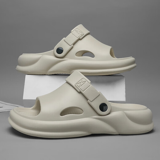 
Li Yu's new slippers men wear non-slip and soft-soled sandals for outdoor driving dual-purpose sports beach Khaki 42-43