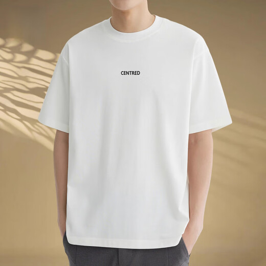 
KOOSHI luxury white short-sleeved T-shirt for men in summer thin cool loose top casual round neck half-sleeved T-shirt for men WT52C1047 white M