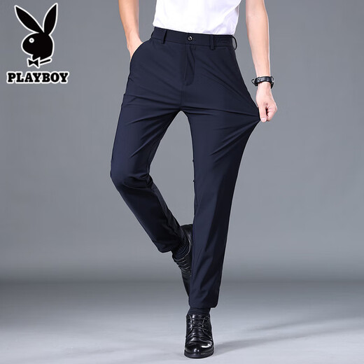 Pantalones casuales de seda de hielo playboy para hombres en verano delgados pantalones de negocios negros de pierna recta suelta para hombres en hombres en pantalones largos deportivos para hombres a5008 negro [verano delgado] 28 (2 pies 1) recomendado 90-100 jin [Jin equivale a 0.5 kg]