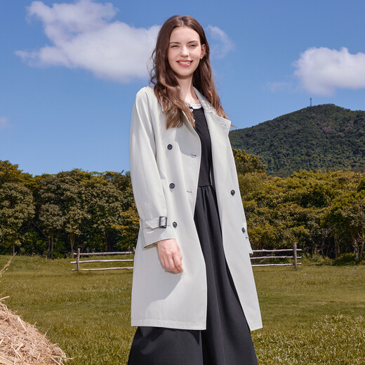 Betu Women's 2025 Autumn New Windbreaker Zaoba Windbreaker Waist Slim Commuting Jacket 2508T64 Light Khaki Green XS