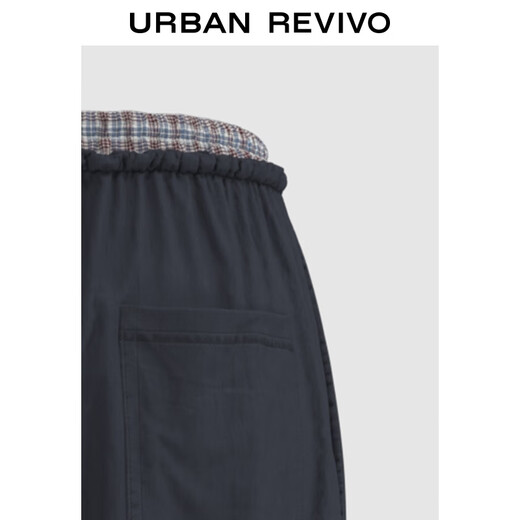 UR2025 automne Nouveau pantalon de crampons plissés à carreaux décontractés à carreaux occasionnels Uyl650075 Bleu encre M (M-L)