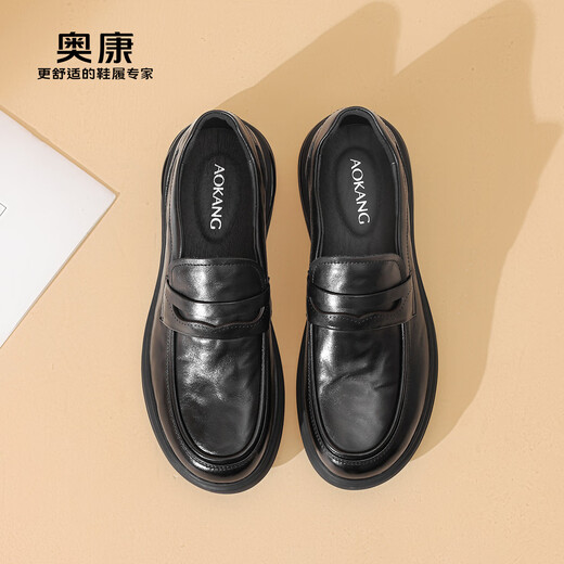 Aokang Men's Shoes 2025 Spring and Autumn New Business Casual Leather Shoes Men's Slip-On Loafers Comfortable Dad Commuting Shoes MT
