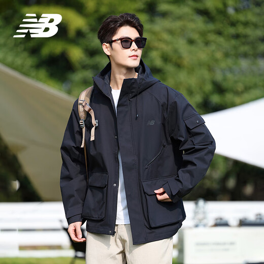 NEW BALANCE NB外套男春秋款女运动休闲连帽梭织防风夹克 AMJ51322-BK_+防泼水面料 加绒 S _建议160-165cm_100-115斤
