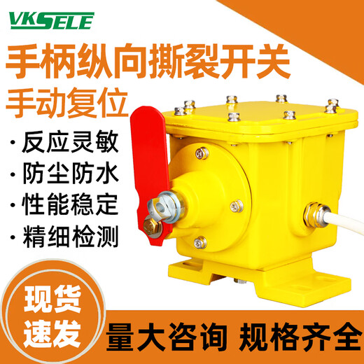 Longitudinal tear switch DB-100 handle tear detector ZLK-I belt conveyor emergency stop manual reset protection yellow