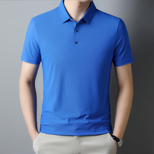 Slim Bird Summer Fashion New Herren Revers Short Sleeve T-Shirt Casual Business Atmungsaktives Polo-Shirt 12358 Haze Blue XL