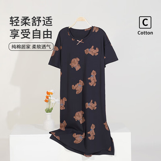 
Modal nightgown for women's summer short-sleeved pajamas 2025 new summer thin pregnant women's summer dress ZH14106 L (165)