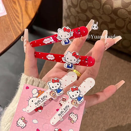 Sanrio Katie ins Duckbill Clip Bangs Fun Hair Accessories Headband Hairpin Cute Japanese Cartoon Cute Hairpin Cute KT Cat Hot Selling 6-piece Set 1 Pair Each