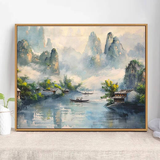 咏幻山水风景数字油画画画填色丙烯油彩涂色填充画 9738 4050油画套餐+外框四色可选/