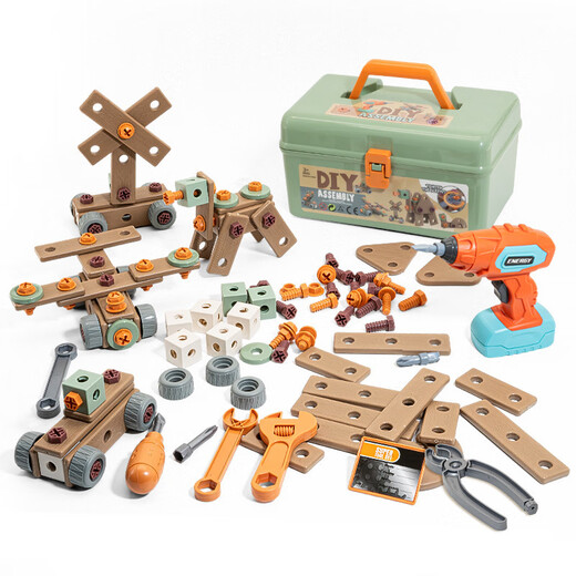 Montage Werkzeugkasten Elektrische Schrauben können abgetrennt und zusammengebautes Playhouse -Kinderspielzeug 9905 DIY -Werkzeugset 80pcs