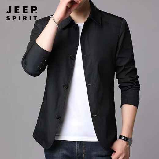 Jeep Spirit Spring and Automne Men's Business Casual Jacket Costume d'âge moyen et jeune veste de couleurs de couleur unie mince mince veste de tranchée mince gris clair 1048 m [suggéré 98-118jin [Jin est égal à 0,5 kg]]]